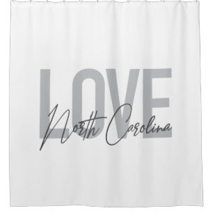 Simple, modern, urban design Love North Carolina Shower Curtain