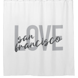Simple, modern, urban design Love San Francisco Shower Curtain