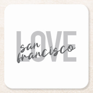 Simple, modern, urban design Love San Francisco Square Paper Coaster