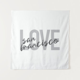 Simple, modern, urban design Love San Francisco Tapestry