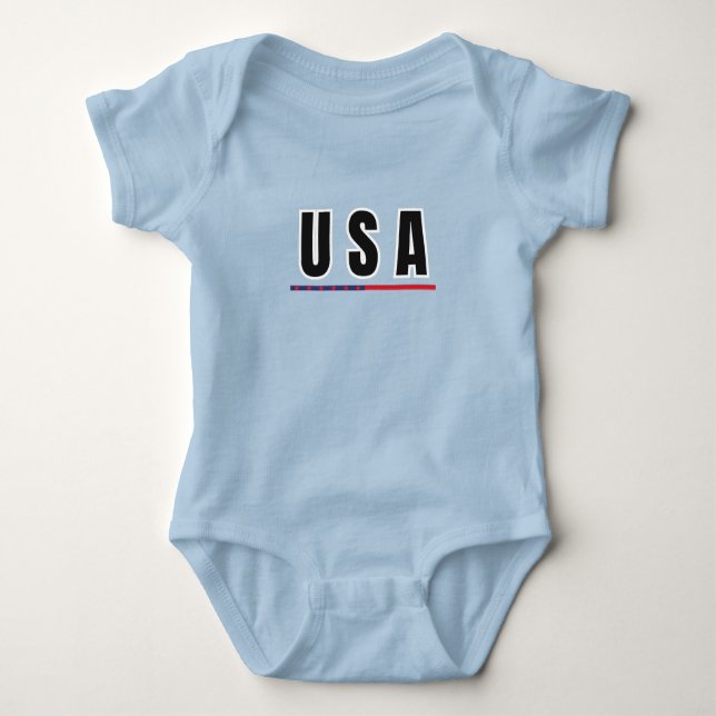 Simple Modern USA America Art Letter Flag Souvenir Baby Bodysuit (Front)