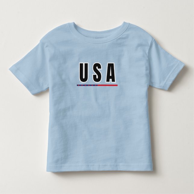 Simple Modern USA America Art Letter Flag Souvenir Toddler T-Shirt (Front)