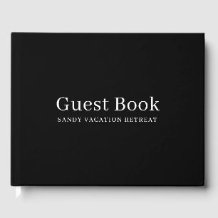 Simple Modern Vacation Rental Guest Book Black