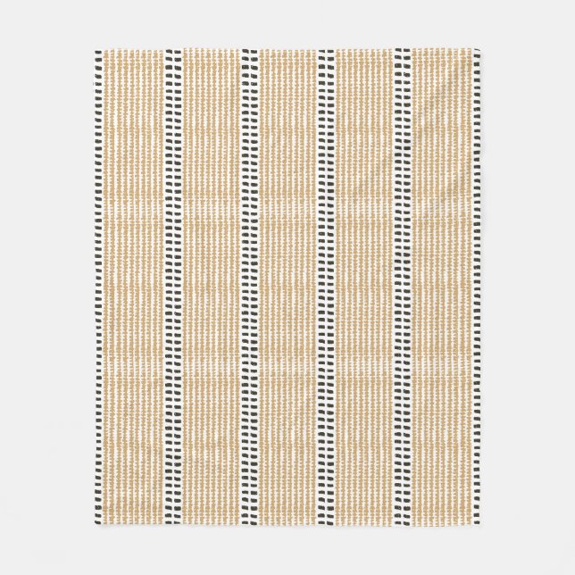 Simple modern versatile stripes yellow black contr fleece blanket (Front)