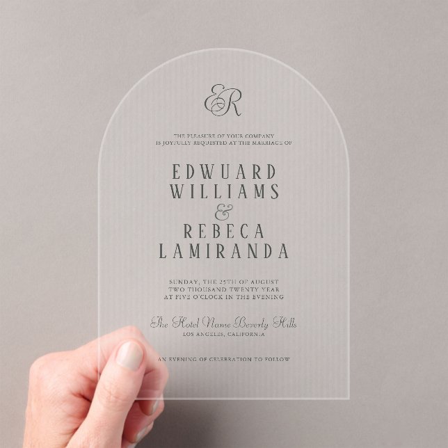 Simple Modern Vertical Stripes Wedding Acrylic Invitations (Insitu (Handheld))