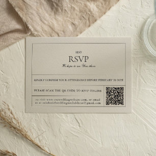 Simple & Modern Vintage Label QR-code RSVP Card