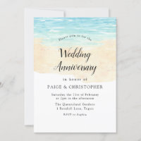 Simple Modern Watercolor Beach Wedding Anniversary