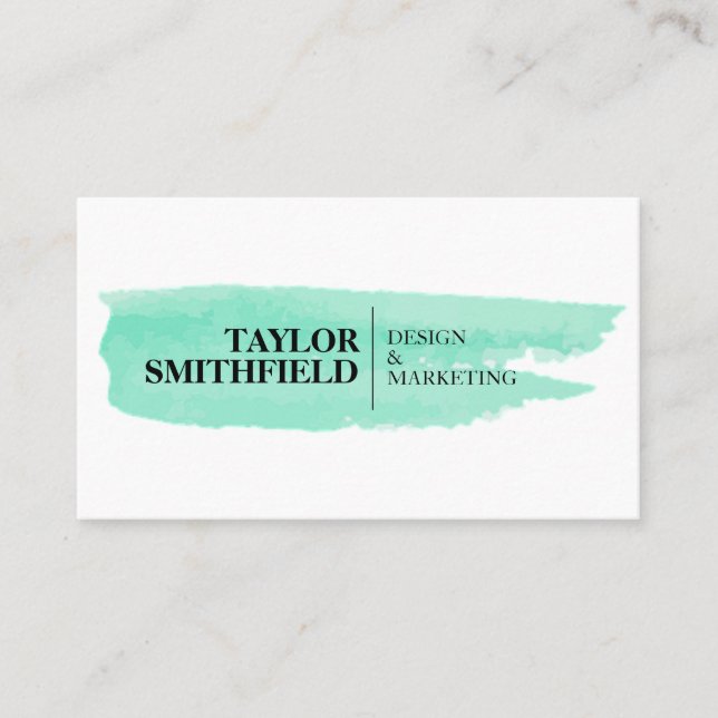 Simple Modern Watercolor Brush Stroke Business Card (Front)
