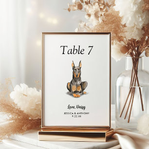 Simple Modern Watercolor Dog Wedding Table Number