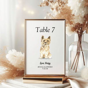 Simple Modern Watercolor Dog Wedding Table Number