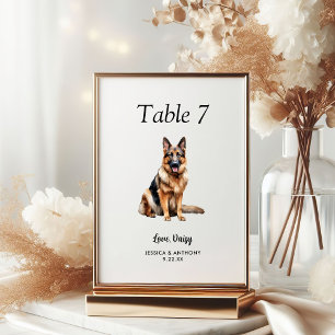 Simple Modern Watercolor Dog Wedding  Table Number