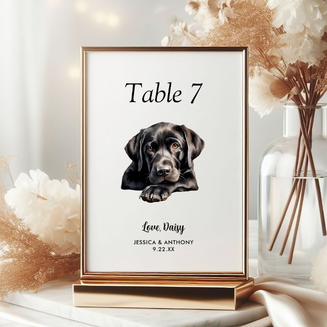 Simple Modern Watercolor Dog Wedding  Table Number (Creator Uploaded)