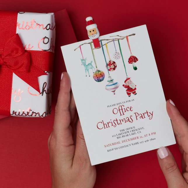 Simple Modern Watercolor Office Christmas Party Invitation (Creator Uploaded)