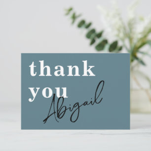 Simple Modern Watercolor Teal Bridal Shower Thank Thank You Card