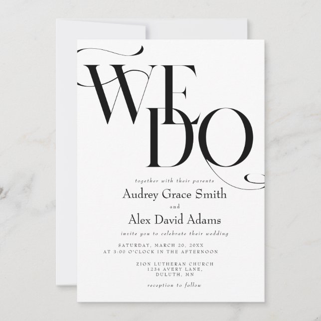 Simple Modern We Do Wedding Invitation (Front)
