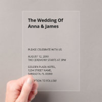 Simple Modern Wedding Acrylic Invitation