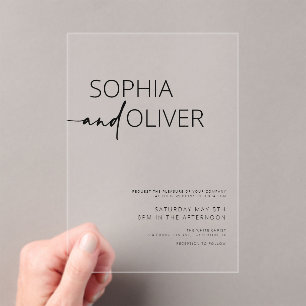 Simple Modern Wedding Acrylic Invitations