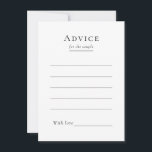 Simple Modern Wedding Advice Card<br><div class="desc">This simple modern wedding advice card design is a timeless fusion of classic charm and contemporary simplicity. With a focus on minimalist style, this design features clean lines, neutral tones, and a sophisticated black and white palette, ensuring every detail exudes refined simplicity. Whether you're planning a traditional ceremony or a...</div>