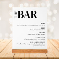 Simple Modern Wedding Bar Menu