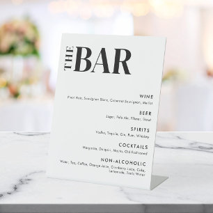 Simple Modern Wedding Bar Menu Pedestal Sign