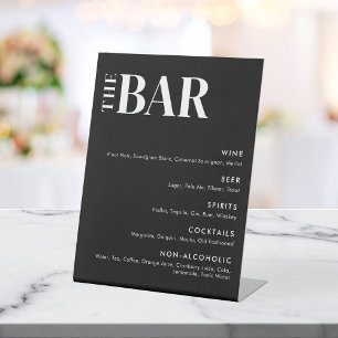Simple Modern Wedding Bar Menu Pedestal Sign