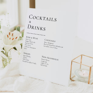 Simple Modern Wedding Drinks Bar Sign