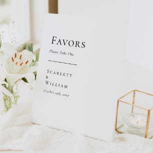 Simple Modern Wedding Favours Pedestal Sign