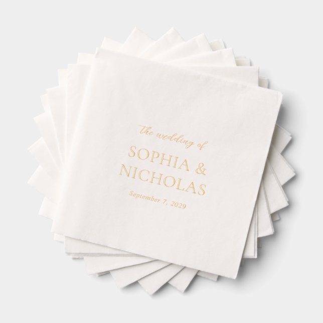 Simple Modern Wedding Foil Napkins (Insitu (Stacked))