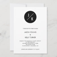 Simple modern wedding invitation - black circle