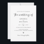 Simple Modern Wedding Invitation Hand Drawn Heart<br><div class="desc">Celebrate your love with our Simple and Modern Fun Wedding Invitation. The handwritten script and hand-drawn illustrations add a uniquely personal touch, while the discreet QR code on the back ensures a seamless modern experience. Easily share wedding details and RSVP online, combining tradition with modern innovation. Personalise this exquisite invitation...</div>