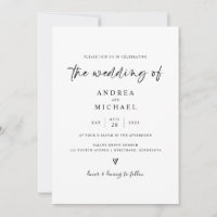Simple Modern Wedding Invitation Hand Drawn Heart