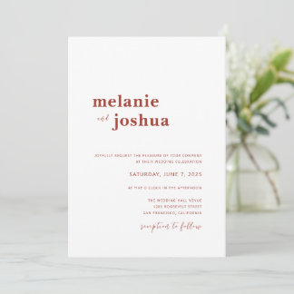 Simple Modern Wedding Invitation | Terracotta