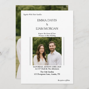 Simple Modern Wedding Invitation with Couple Photo