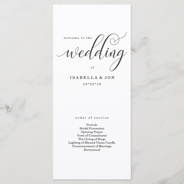 Simple Modern Wedding Mass / Ceremony Program Fan (Front)