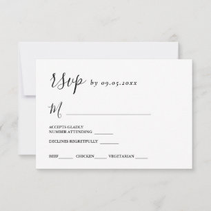 Simple Modern Wedding Meal Choices RSVP Card