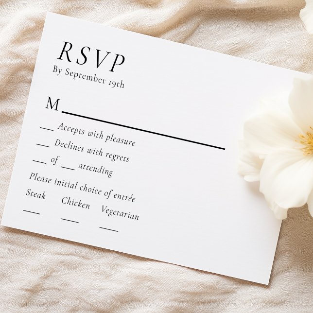 Simple Modern Wedding Menu RSVP Response Card (Creator Uploaded)