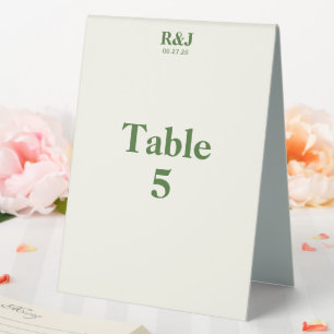 Simple Modern Wedding Monogram Table Number Card