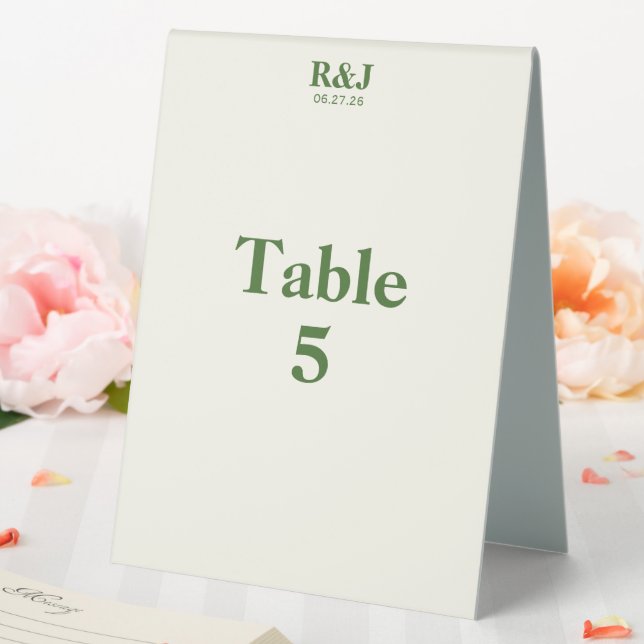 Simple Modern Wedding Monogram Table Number Card (In SItu (Wedding))