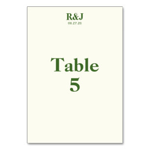 Simple Modern Wedding Monogram Table Number Card