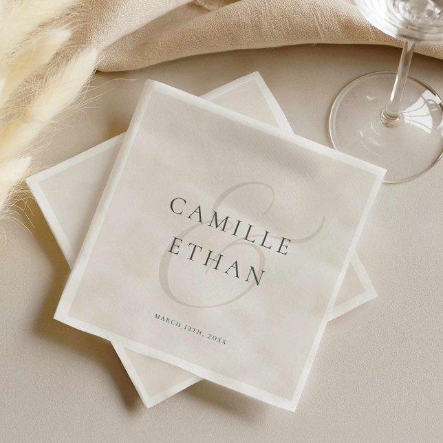 Simple Modern Wedding Paper Napkin (Elegant Typography Wedding Paper Napkin)