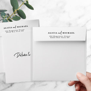 Simple modern wedding personalised square envelope