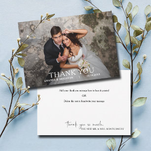 Simple Modern Wedding Photo Thank You Card