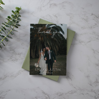 Simple Modern Wedding Photo Thank You Card
