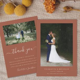 Simple Modern Wedding Photo Thank You Card
