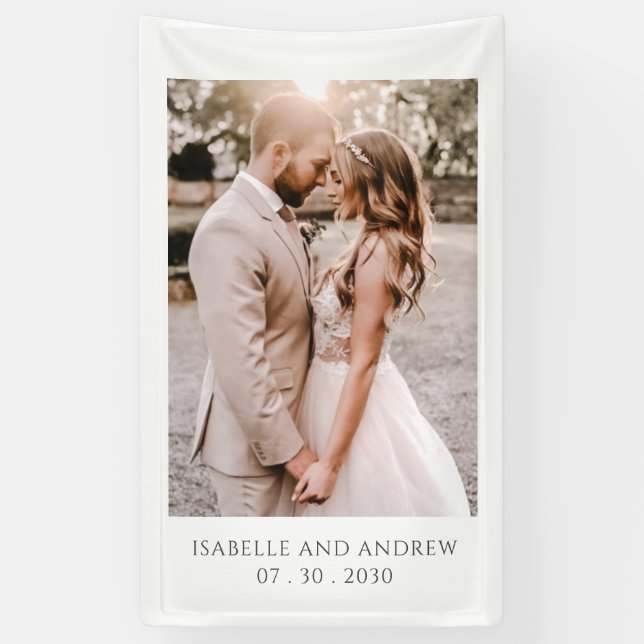 Simple Modern Wedding Photo Wedding Reception Banner (Vertical)
