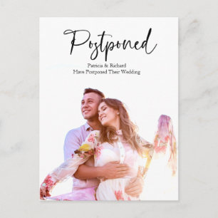 Simple Modern Wedding Postponed Announcement Postcard