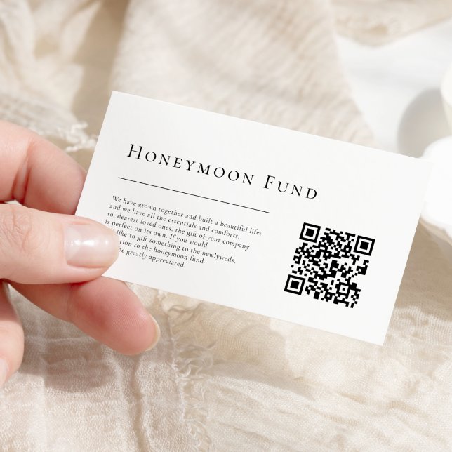 Simple Modern Wedding QR Code Honeymoon Fund Enclosure Card (Creator Uploaded)