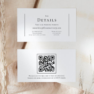 Simple Modern Wedding QR Code Website Details Enclosure Card