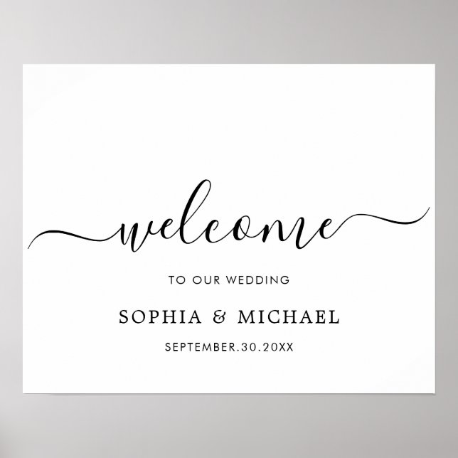 Simple Modern Wedding Reception Welcome Sign (Front)