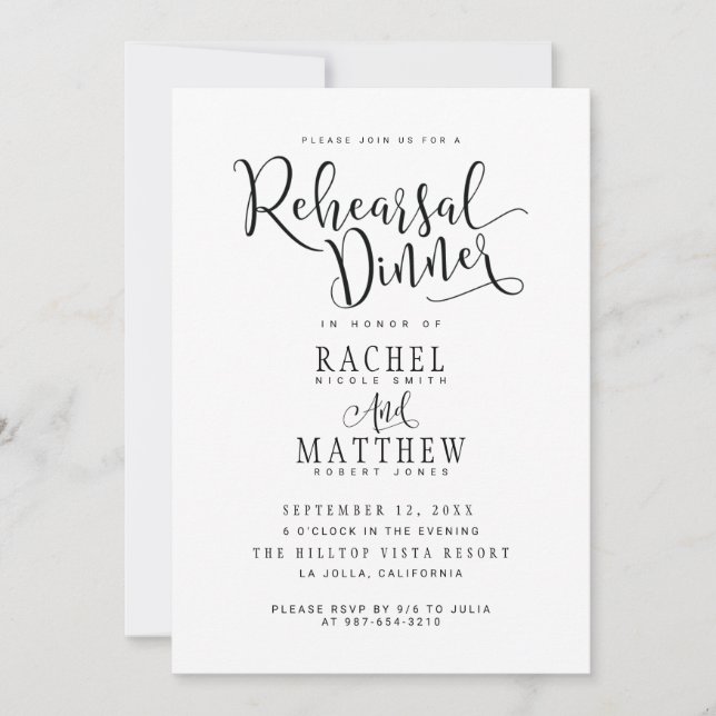 Simple&Modern Wedding Rehearsal Dinner Invitation  (Front)